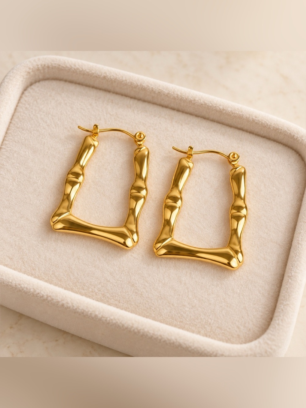Gold-Tone Geometric Hoop Earrings New 316L steel